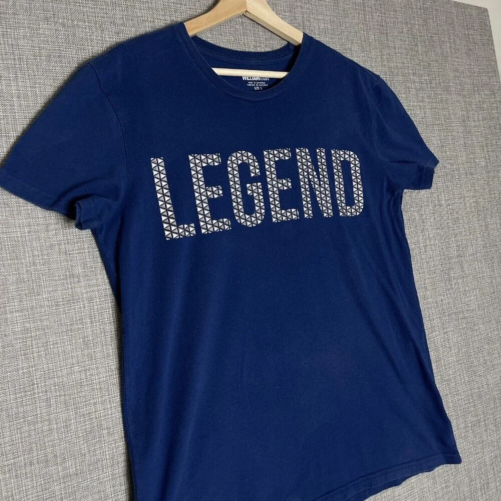 William Rast Shirt Mens Large LEGEND Graphic Geometric Blue Grey White - Picture 11 of 12